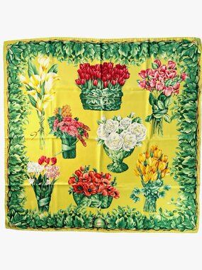 Gucci Vintage Silk Floral Bouquet Scarf